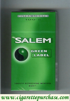 Salem Green Label Ultra Lights 100s cigarettes hard box